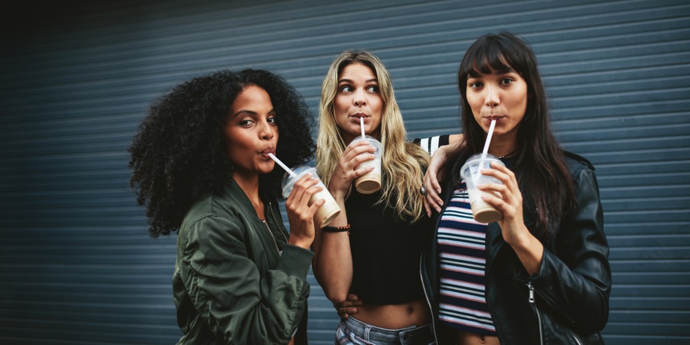 drinking iced coffee