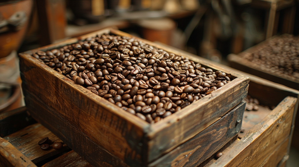 coffee beans in a box
